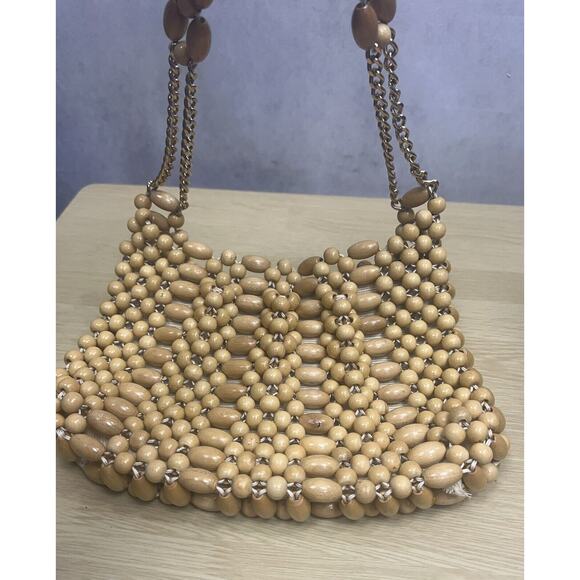 Wooden Vintage Bead Handbag Purse Chain Strap Made in Japan 1960s An Exclusive - Picture 3 of 11